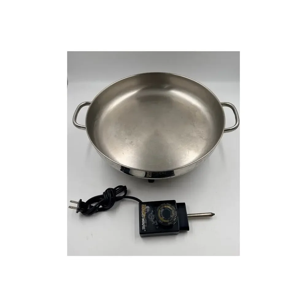 VTG Faberware 344A 12” Electric Skillet W/ Lid And Steamer Tray Works & Tested